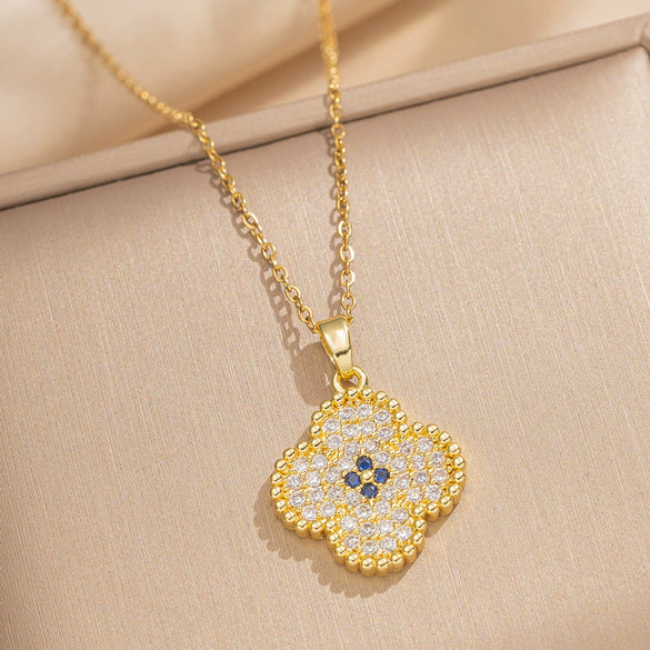 High Quality Light Luxury Copper Real Gold Electroplated Micro Earrings Necklace Ring Combination For Women