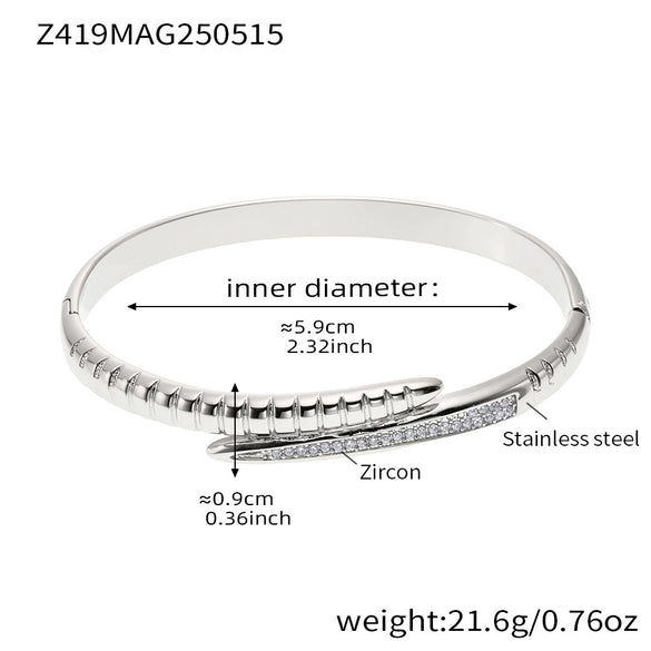 High Quality Super Flash Zircon Open Bracelet Stainless Steel 18K Gold Plated Jewelry