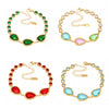 High Quality Transparent Drop Shaped Czech Glass Stone Bracelet In Stainless Steel With Geometric Pattern And Electroplating For Women