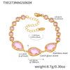 High Quality Transparent Drop Shaped Czech Glass Stone Bracelet In Stainless Steel With Geometric Pattern And Electroplating For Women
