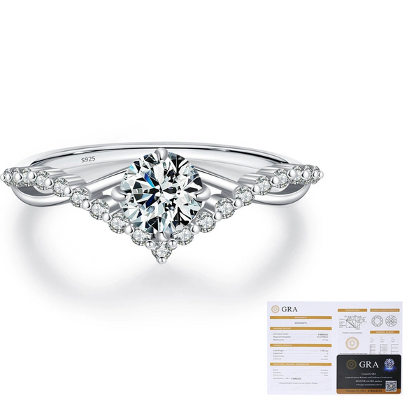 High Sense Crown Pattern Mosan Diamond S925 Sterling Silver Couple Wedding Proposal Ring