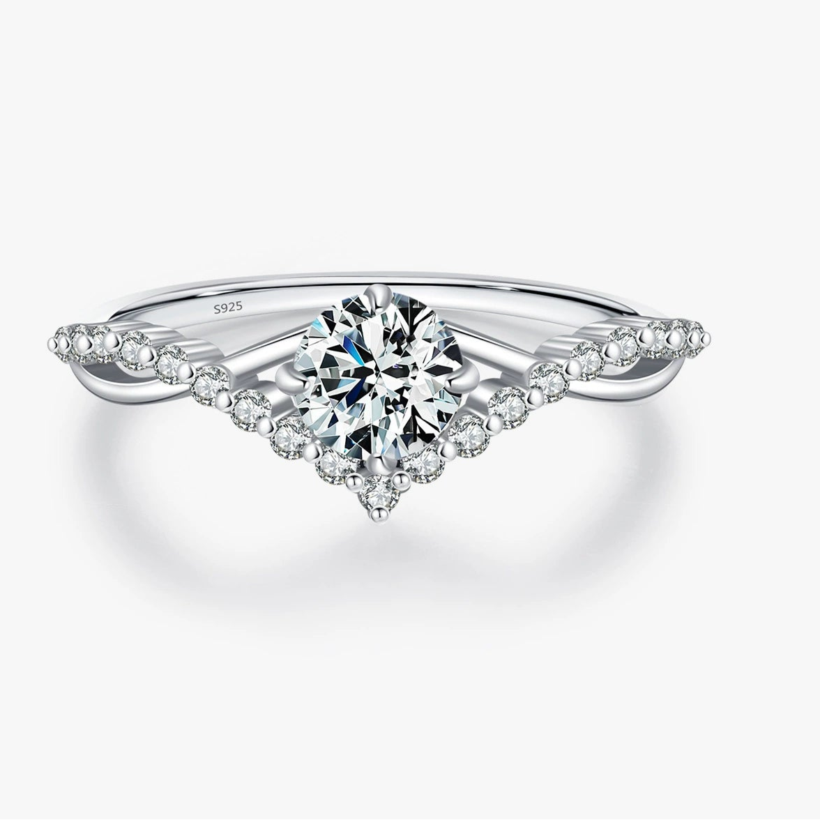 High Sense Crown Pattern Mosan Diamond S925 Sterling Silver Couple Wed ...