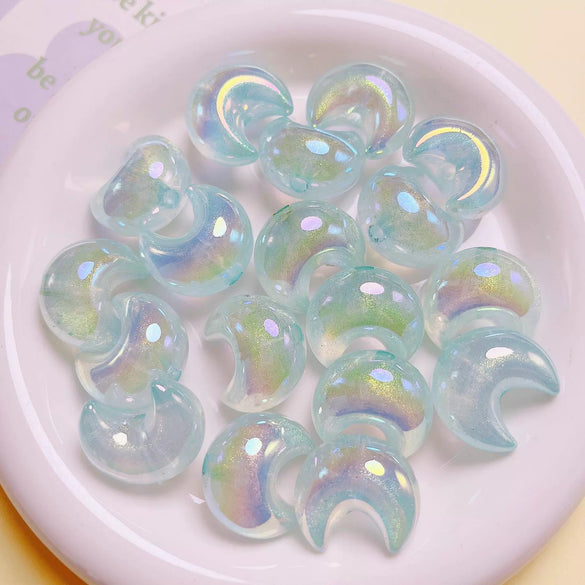 High Sense Uv Fine Flash Acrylic Moon Side Hole Beads Diy Mobile Phone Chain Key Chain Car Hanging Accessories