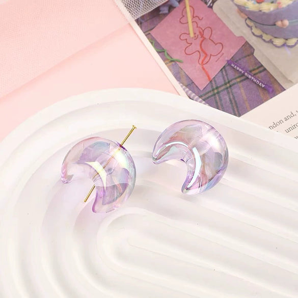 High Sense Uv Fine Flash Acrylic Moon Side Hole Beads Diy Mobile Phone Chain Key Chain Car Hanging Accessories