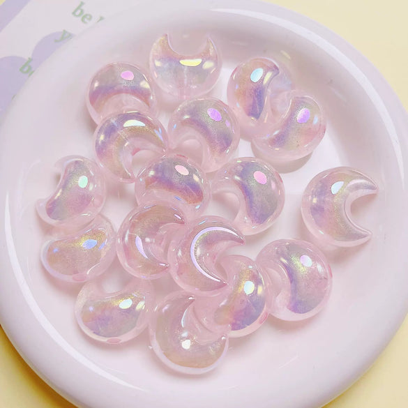 High Sense Uv Fine Flash Acrylic Moon Side Hole Beads Diy Mobile Phone Chain Key Chain Car Hanging Accessories