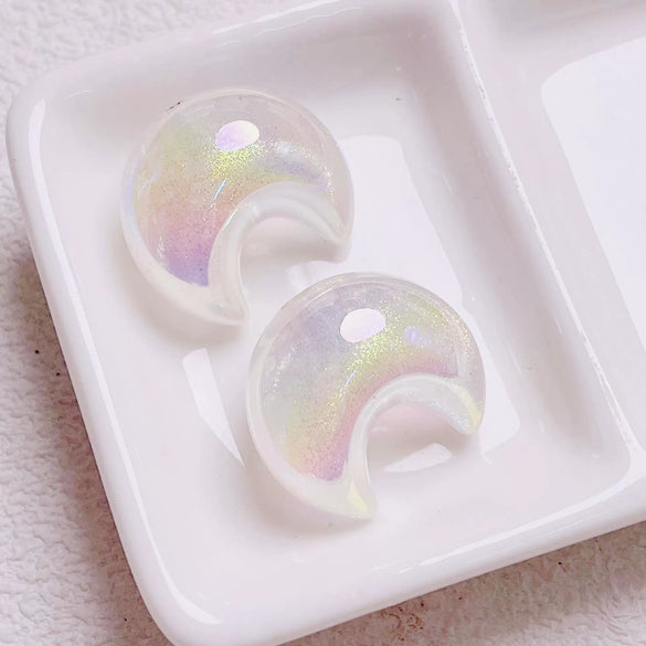 High Sense Uv Fine Flash Acrylic Moon Side Hole Beads Diy Mobile Phone Chain Key Chain Car Hanging Accessories