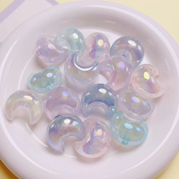 High Sense Uv Fine Flash Acrylic Moon Side Hole Beads Diy Mobile Phone Chain Key Chain Car Hanging Accessories