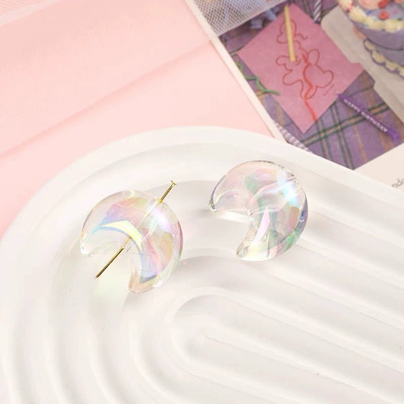 High Sense Uv Fine Flash Acrylic Moon Side Hole Beads Diy Mobile Phone Chain Key Chain Car Hanging Accessories