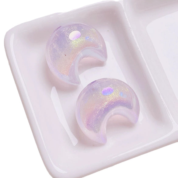 High Sense Uv Fine Flash Acrylic Moon Side Hole Beads Diy Mobile Phone Chain Key Chain Car Hanging Accessories