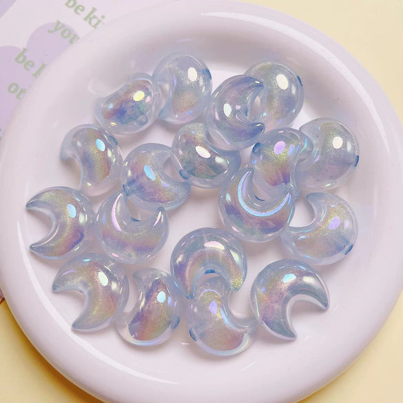 High Sense Uv Fine Flash Acrylic Moon Side Hole Beads Diy Mobile Phone Chain Key Chain Car Hanging Accessories