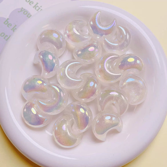 High Sense Uv Fine Flash Acrylic Moon Side Hole Beads Diy Mobile Phone Chain Key Chain Car Hanging Accessories