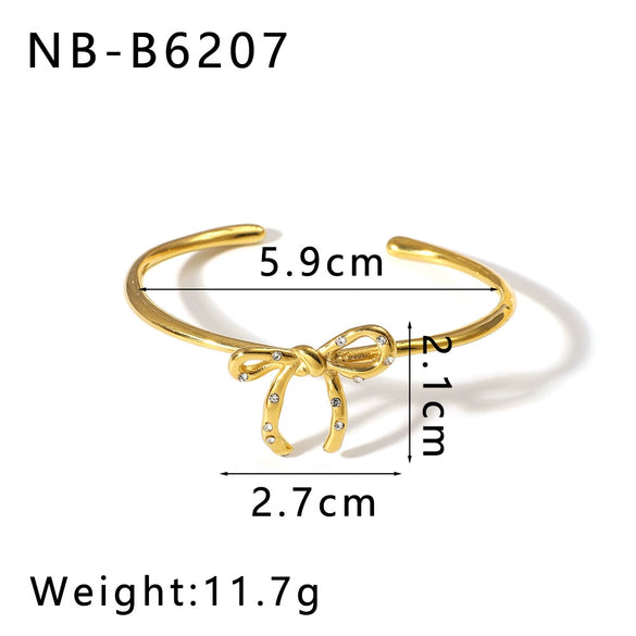 Highclass Temperament Personality Bow Irregular Opening Bracelet Ring For Female Made Of Stainless Steel And 18K With 18K Vacuum Plating In Furnace