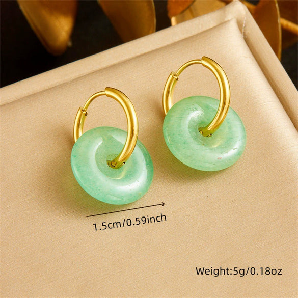 Highend Ancient Style Stainless Steel Geometric Ring Safety Buckle Hoop Earrings For Women With Electroplating