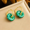 Highend Ancient Style Stainless Steel Geometric Ring Safety Buckle Hoop Earrings For Women With Electroplating