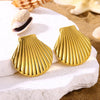 Highend Fashionable Exaggerated Holiday Style Stainless Steel Gold Platinum Shell Earrings With Ocean Life Pattern Electroplated