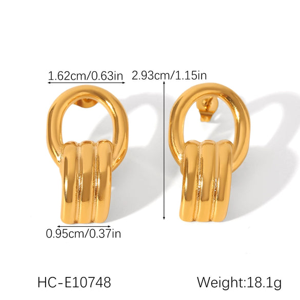 Highend Geometric Hollow Stainless Steel Earrings With Electroplating Ins Influencer Style