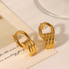 Highend Geometric Hollow Stainless Steel Earrings With Electroplating Ins Influencer Style