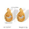 Highend Geometric Hollow Stainless Steel Earrings With Electroplating Ins Influencer Style