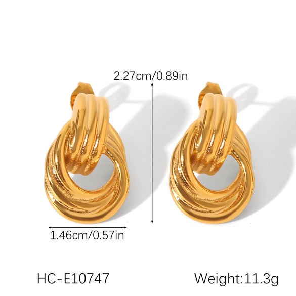 Highend Geometric Hollow Stainless Steel Earrings With Electroplating Ins Influencer Style
