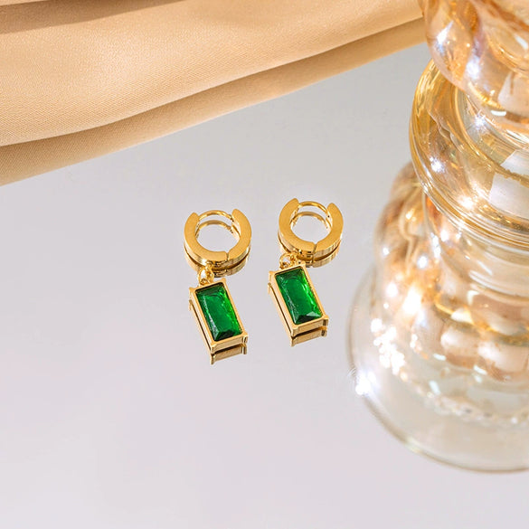 Highend Geometric Square Titanium Steel Blade Chain Necklace And Earrings For Women With Electroplating