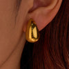 Highend Glossy Water Drop Stainless Steel Geometric Hollow Vintage Earrings Jewelry With Electroplating For Women