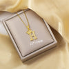 Highend Jewelry Letter Stacking Necklace Titanium Steel Mixed Gemstone Setting Electroplating Fashionable