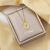 Highend Jewelry Letter Stacking Necklace Titanium Steel Mixed Gemstone Setting Electroplating Fashionable
