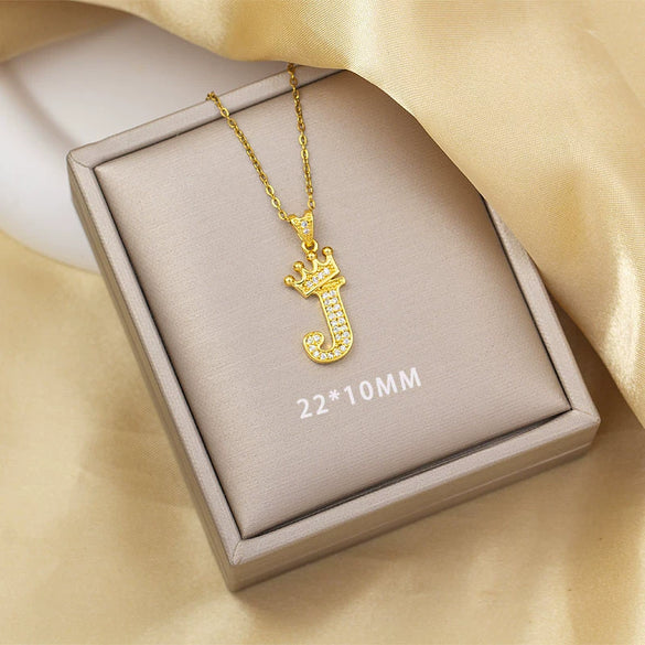 Highend Jewelry Letter Stacking Necklace Titanium Steel Mixed Gemstone Setting Electroplating Fashionable