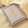 Highend Jewelry Letter Stacking Necklace Titanium Steel Mixed Gemstone Setting Electroplating Fashionable