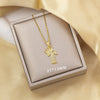 Highend Jewelry Letter Stacking Necklace Titanium Steel Mixed Gemstone Setting Electroplating Fashionable