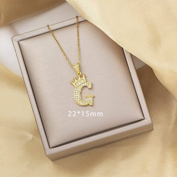 Highend Jewelry Letter Stacking Necklace Titanium Steel Mixed Gemstone Setting Electroplating Fashionable