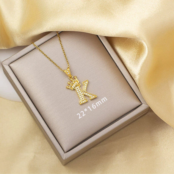 Highend Jewelry Letter Stacking Necklace Titanium Steel Mixed Gemstone Setting Electroplating Fashionable