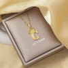 Highend Jewelry Letter Stacking Necklace Titanium Steel Mixed Gemstone Setting Electroplating Fashionable