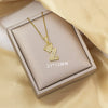 Highend Jewelry Letter Stacking Necklace Titanium Steel Mixed Gemstone Setting Electroplating Fashionable