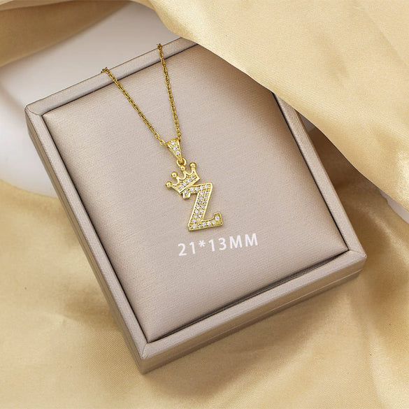 Highend Jewelry Letter Stacking Necklace Titanium Steel Mixed Gemstone Setting Electroplating Fashionable