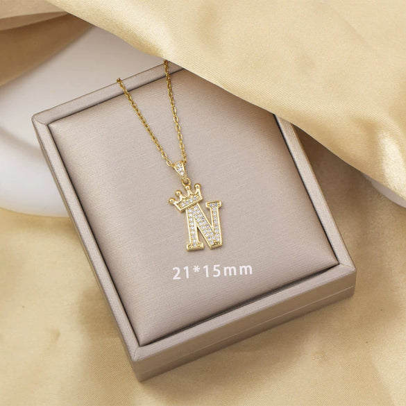 Highend Jewelry Letter Stacking Necklace Titanium Steel Mixed Gemstone Setting Electroplating Fashionable