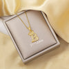 Highend Jewelry Letter Stacking Necklace Titanium Steel Mixed Gemstone Setting Electroplating Fashionable