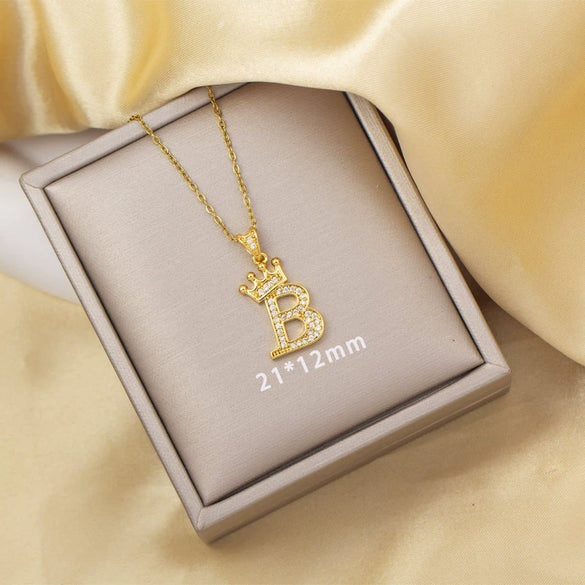 Highend Jewelry Letter Stacking Necklace Titanium Steel Mixed Gemstone Setting Electroplating Fashionable
