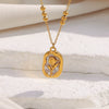 Highend Jewelry Stainless Steel 18K Gold Plated Sun Pendant With Flower Pattern Square Pearl Chain Necklace For Women