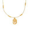 Highend Jewelry Stainless Steel 18K Gold Plated Sun Pendant With Flower Pattern Square Pearl Chain Necklace For Women