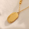 Highend Jewelry Stainless Steel 18K Gold Plated Sun Pendant With Flower Pattern Square Pearl Chain Necklace For Women