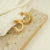 Highend Nonfading Titanium Steel Fanshaped Sunflower Earrings Electroplated Simple Style For Women