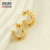 Highend Nonfading Titanium Steel Fanshaped Sunflower Earrings Electroplated Simple Style For Women