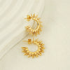 Highend Nonfading Titanium Steel Fanshaped Sunflower Earrings Electroplated Simple Style For Women