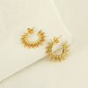 Highend Nonfading Titanium Steel Fanshaped Sunflower Earrings Electroplated Simple Style For Women