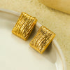 Highend Square Love Pleated Texture Stainless Steel Women's Vintage Heart Shape Electroplated Earrings