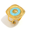 Highend Stainless Steel 18K Gold Plated Oil Drop Square Shell Earrings With Geometric Pattern