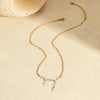 Highend Stainless Steel 18K Gold Plated Zircon Inlaid Geometric Tassel Necklace For Women