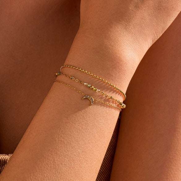 Highend Stainless Steel Women's Bracelet Multilayered Moon Zircon Electroplated Fashion Jewelry