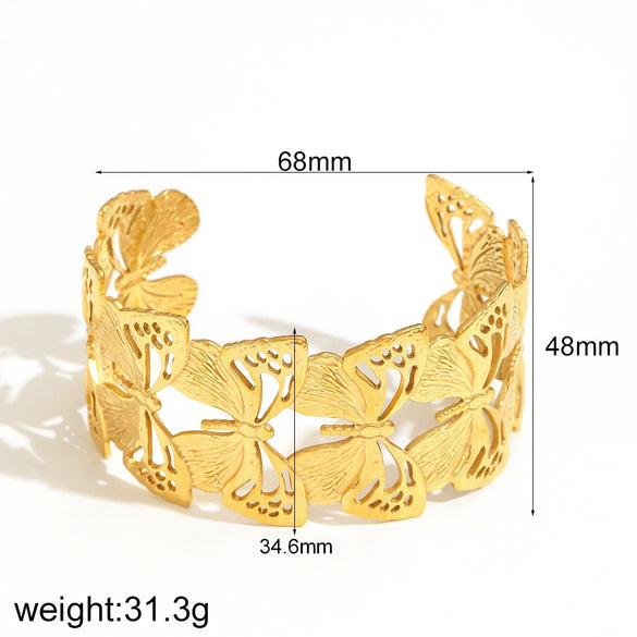 Highend Stainless Steel Women's Bracelet With Flower Leaf Design And Electroplating Treatment